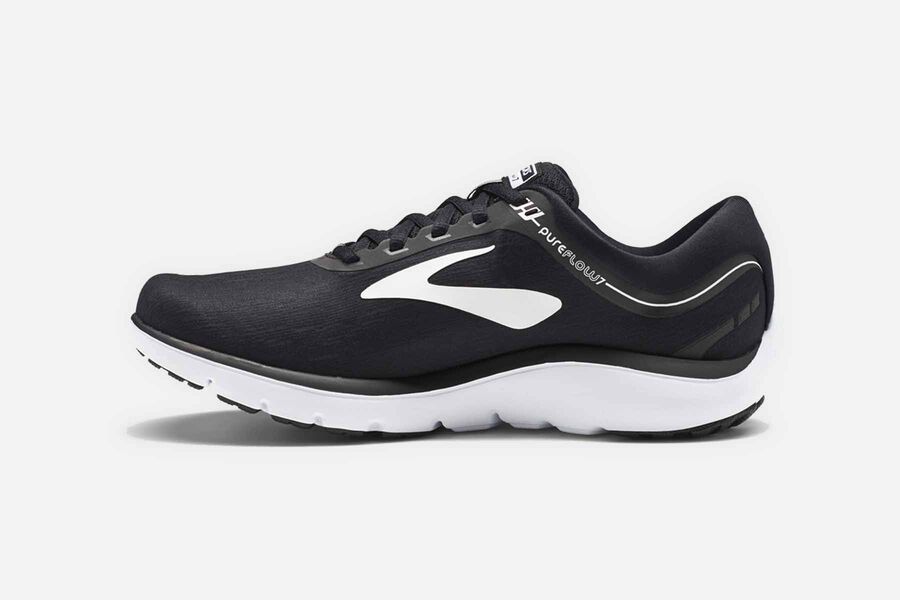 Pureflow 7 Road Brooks Running Shoes NZ Womens - Black/White - KRZUAT-068